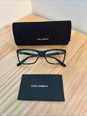 Dolce & Gabbana Black and Gold Women's Rectangular Optical Glasses